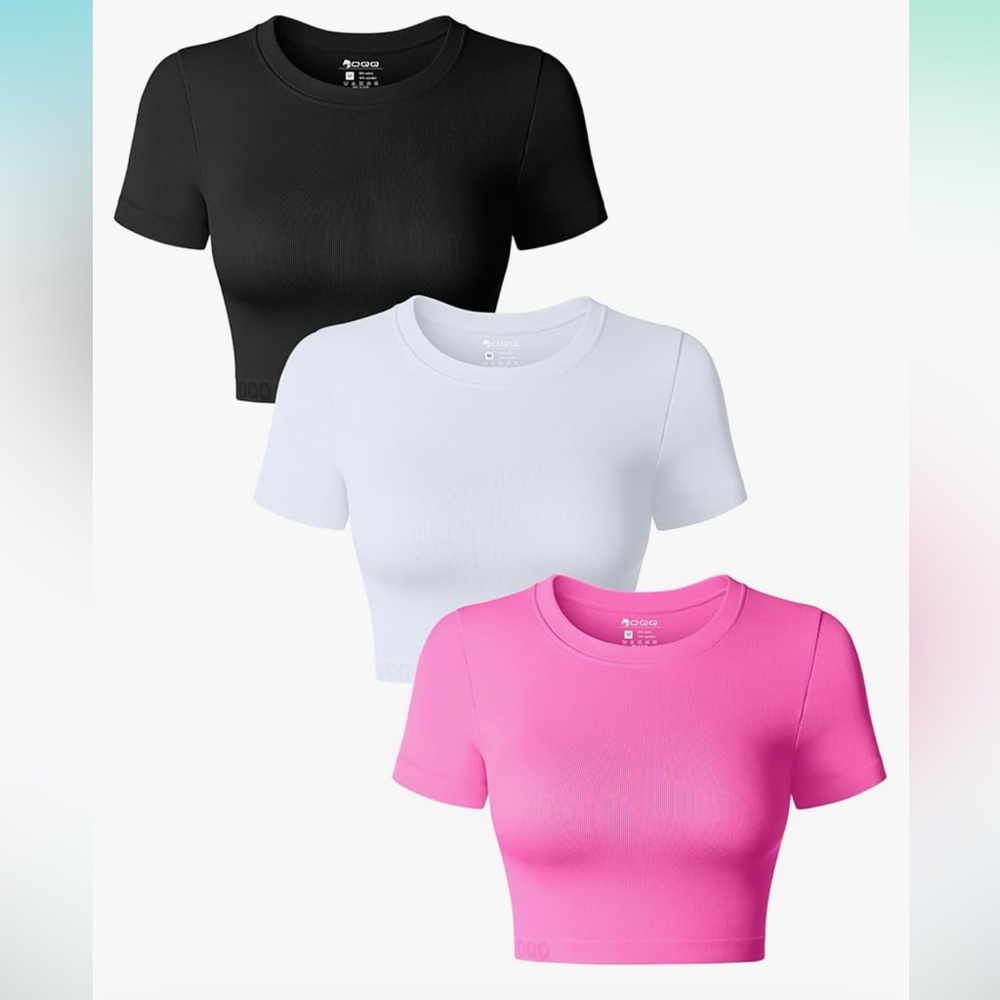 QQQ 3 Piece Crop Top White, Black, Pink, Size Small, Worn Once Great Condition